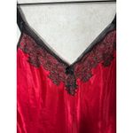 Oscar de la Renta  Pink Label Red Satin Lace Trim Slip Chemise Nightgown Dress M Photo 1