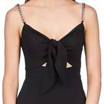 Michael Kors NWT  Crepe Tie Front Black Jumpsuit Silver Chain straps Size M P Photo 1