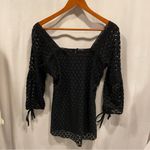 Solitaire Witchy whimsigoth crochet lace square neck 3/4 tie sleeve blouse boho fairy Photo 8