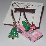 Betsey Johnson  Santa Christmas Tree Pink Car Mismatched Earrings Gold Tone Hook Photo 4