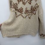 ZARA  Cream Brown Oversized Sequin Sweater Mohair Wool Size Medium Photo 3