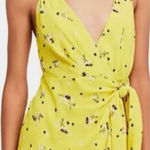 Free People  Tango At Night Electric Yellow‎ Floral Wrap Shorts Romper Size 4 Photo 0