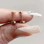 Tiny Rose Gold Heart Flat Back Earrings Pink Photo 2