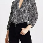 Alice + Olivia Alice‎ + Olivia Willa Cutout Blouson Sleeve Top White Black Size Medium Photo 0