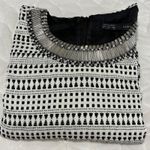 Zara Basic Dress Black White Beaded Neckline Short‎ Sleeve A Photo 0
