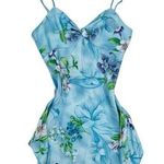 Victoria's Secret Vintage 90s Silk Blue Tropical Floral Slip Dress Size Small Photo 0