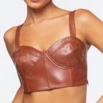 Forever 21  Medium Brown Vegan Leather Corset Crop Shirt Photo 0