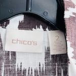 Chico's  100% linen cardigan duster jacket brown cream geometric pattern size 2 Photo 6