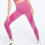 PINK - Victoria's Secret PINK Heathered Pink Seamless 7/8 Leggings with Mesh Cutouts Size Large Photo 0