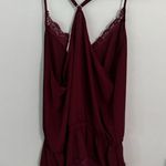 Hippie Laundry Thin Strap Dark Red Slinky Tank Top Women's Size Large Lace Edges Photo 7