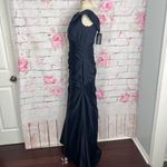 La Femme  nwt navy Off the Shoulder satin gown Photo 7