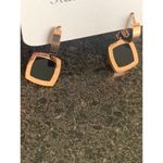 Fashion titanium steel roman numerals geometric square earrings Gold Photo 1