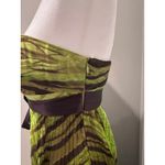 Vintage Coty Collection Green 100% Silk Strapless Animal Print Gown Dress XS Photo 4