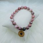 Pink Beaded Bracelet w/ Sunflower Charm Photo 2