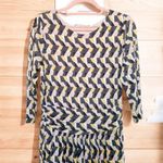 Boden USA Boden Womens Dress Sz 10 Long Geometric Print‎ Midi Ruched Waist Mod Retro Artsy Photo 2