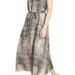 Eileen Fisher Limestone Silk Midi Halter Print Dress Photo 0