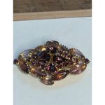 Vintage Rhinestone Brooch With Purple & Pink Stones In Gold Photo 5