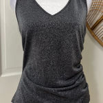 Escada Sz M? Sparkle Metallic Shimmer Ruched Evening Tank Top Luxury Gray Italy Silver Size M Photo 0