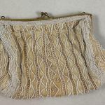 Vintage 7x5” white glass beaded snap clutch Photo 0