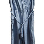 Old Navy ‎ Denim Chambray Ruffle Sleeve Wide Leg Jumpsuit Women's Size L Photo 0