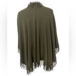 Coldwater Creek Olive green acrylic fringe sweater poncho Photo 1