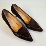 Tod's Penny Loafer Suede Kitten Heel Pumps Women’s Size 8.5 Brown Photo 0