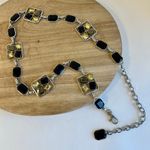 Silver Chain Link Chunky Embellished Black, Yellow Stone Wrap Belt Size Large Black Photo 8