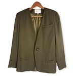 Karen Scott Vintage One Buttoned Olive Green Blazer Photo 1