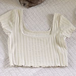 Aerie offline og original beige square neck cropped cotton ribbed baby tee M​ Photo 0
