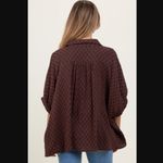 Pinkblush  Anniewear Brown Checker Short Sleeve Oversized Maternity Blouse S NWT Photo 1