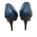 Women's Allure Size 8.5M Stiletto Peep Toe Heels Platform Crocodile Embossed Black Photo 8