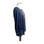 Chico's Chico’s Silky Sequin V-Neck Beaded Blouse Navy Bronze Size 1/Medium Elegant Photo 1