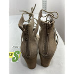 Steve Madden Womans Dayna Ankle Sandals 9 M Beige Zip/lace Up Open Toe Heel Photo 4