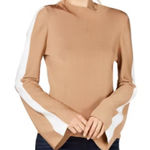 INC Weighted Rayon Bell sleeve top with shimmer fabric Tan Photo 0