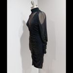 Venus  Women's Shimmer Black /Gold Long Sleeve Ruched Party Cocktail Dress Size M Photo 4