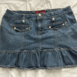 Tripp NYC  Blue Denim Mini Skirt w Ruffle Bottom Size 16 Photo 0