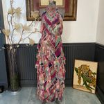 WILLA STORY Stella Metallic Colorful Ruffle Waterfall Maxi Dress Sz M 🧡🎀 Pink Size M Photo 2