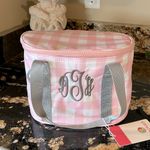 MarleyLilly Personalized Small Cooler Lunch Bag Pink Checked DHT Monogram Photo 0