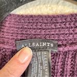 ALLSAINTS  Purple Wool Blend Ribbed Knit Cape Womens OS Fall Winter Cozy Preppy Photo 8