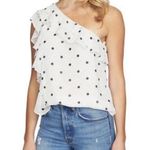 1. State Polka dot ruffled one shoulder blouse by , NWT small black white chiffon Photo 0