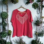 Lane Bryant Womens Top Size 26 28 Salmon Bling Neckline Decoration Short Sleeve Photo 2