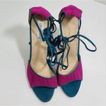 Chic Fuchsia Suede Fringe Sandals Concise Ultra High Heels Lace Photo 2