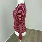 Pink Rose  Red & White Striped Button Front Long Sleeve Top Size S Photo 2