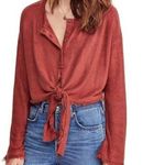 Free People Emma Long-Sleeved Henley in Terracotta Photo 0
