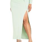 Eloquii NWT Ribbed Slit Leg Wrap Pull On Stretch Maxi Skirt 18/20 Green Photo 0