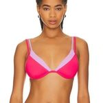 L Space Bikini Top Womens Medium Pink Fused Zendaya Color Block Barbiecore NWT Photo 0