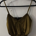 ZARA  Mini Crop Top S Bronze Olive Green Summer Retrogirl Glam Rocker Bohemian Photo 0