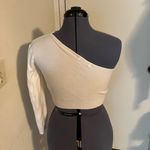 Aster Women's Small White Crop Top Long Sleeve One Shoulder New Photo 2