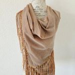 Cejon Taupe Wide Neck Scarf Wrap Sheer With Tassels Tan Photo 0