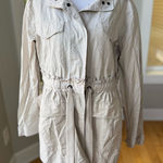 Vera Wang Simply Vera  Light Khaki Drawstring Utility Trench Coat Jacket Large Photo 0